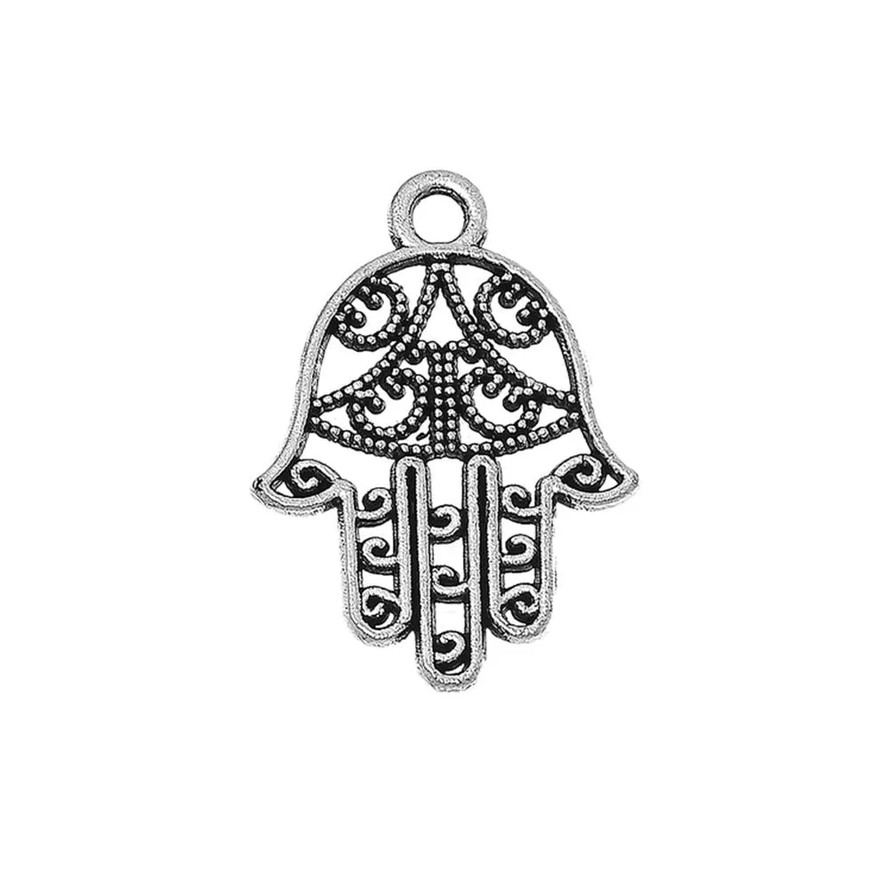 20 Pcs Tibetan Silver HAMSA SYMBOL HAND 21mm x 15mm Charms Pendants, Lead & Nickel Free Metal Charms Pendants Beads