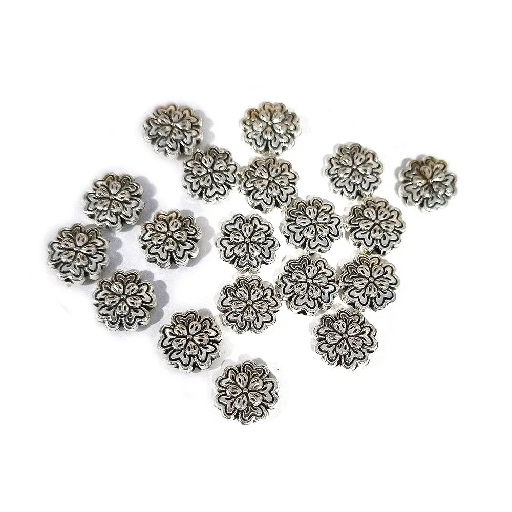 20Pcs Lot, Flowers Metal Beads german silver in size about 10mm