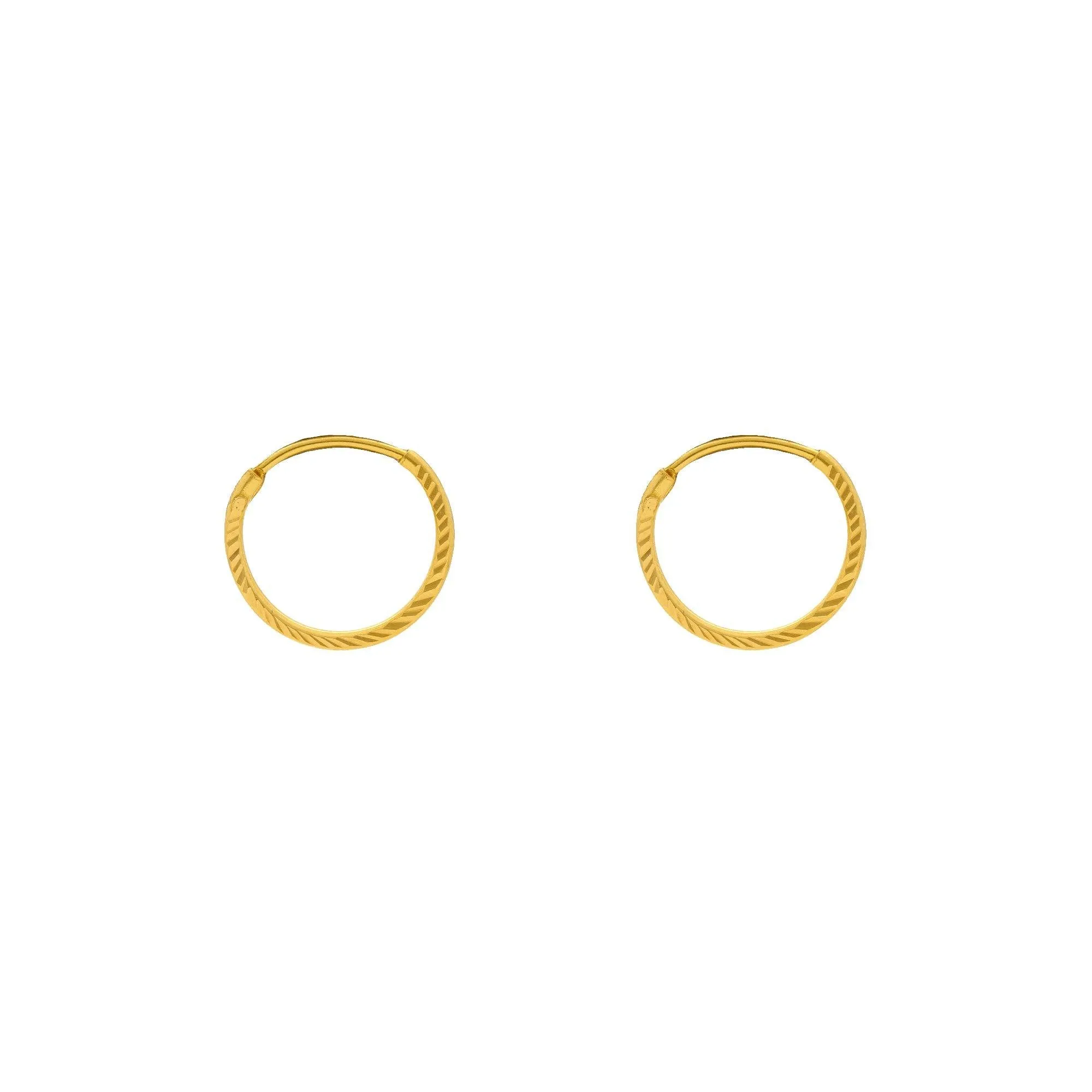 22K Yellow Gold Hammered Hoops, 1.8 Grams