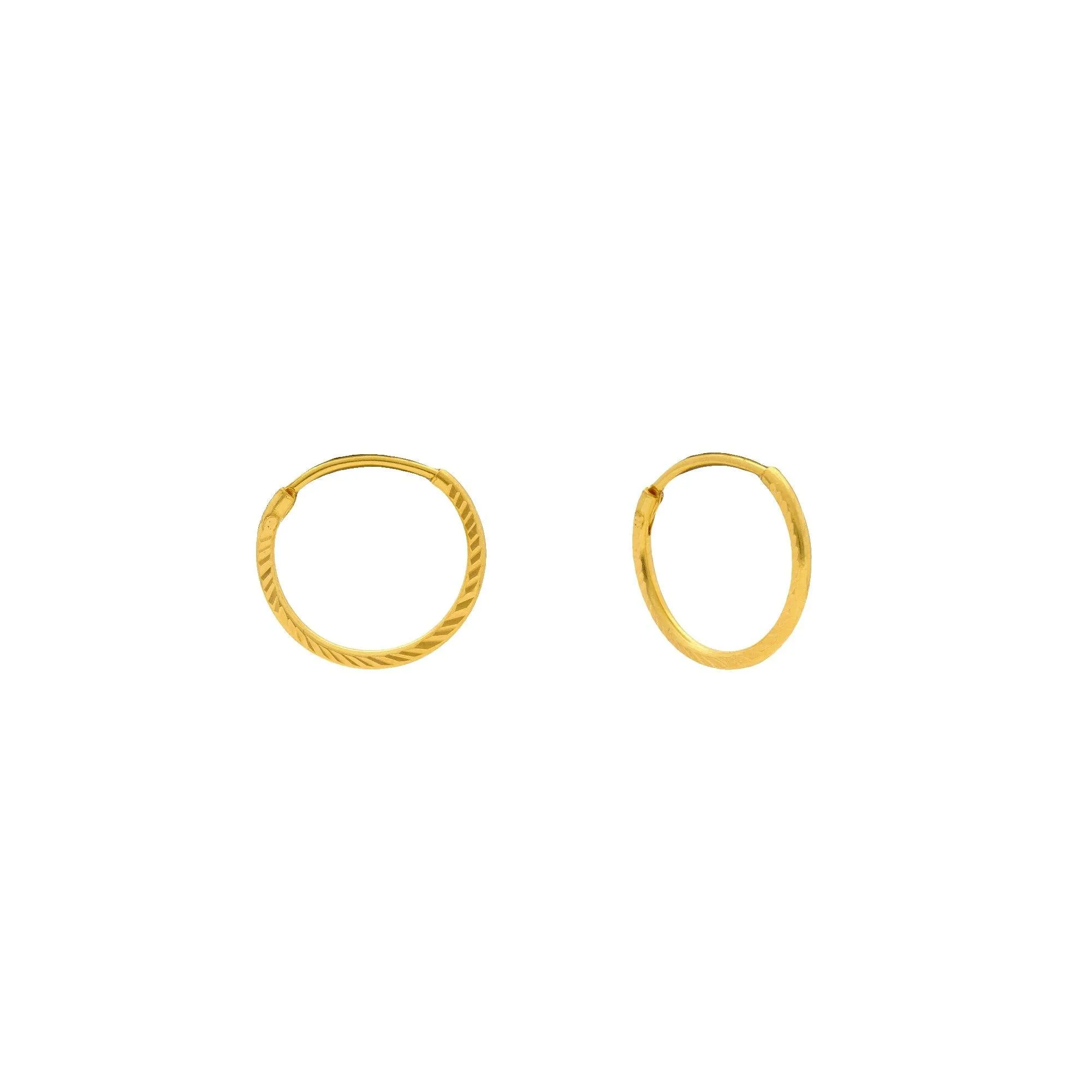 22K Yellow Gold Hammered Hoops, 1.8 Grams