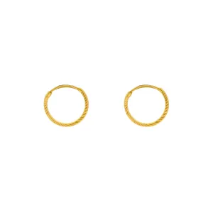 22K Yellow Gold Hammered Hoops, 1.8 Grams