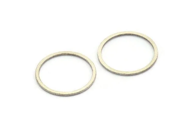 23mm Circle Connector, 12 Antique Silver Plated Brass Circle Connectors (23x1.3x1mm) A3782