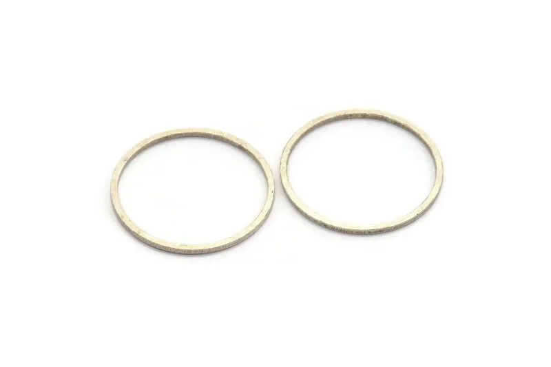 25mm Circle Connector, 12 Antique Silver Plated Brass Circle Connectors (25x1x1mm) A3769