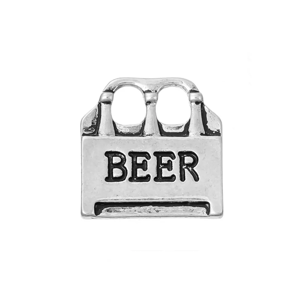 3 Pcs Tibetan Silver CASE BEER 14mm x 14mm Charms Pendants, Lead & Nickel Free Metal Charms Pendants Beads