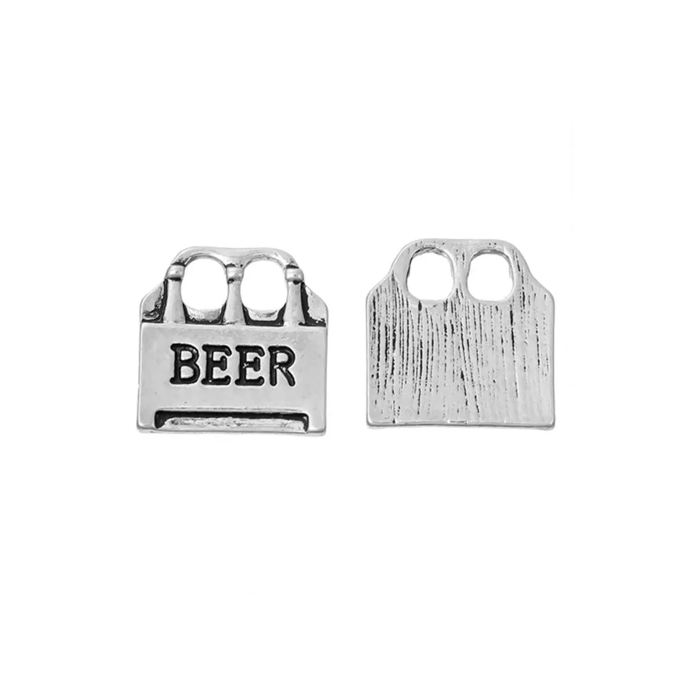 3 Pcs Tibetan Silver CASE BEER 14mm x 14mm Charms Pendants, Lead & Nickel Free Metal Charms Pendants Beads