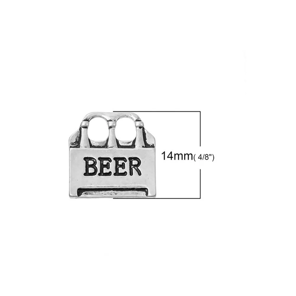 3 Pcs Tibetan Silver CASE BEER 14mm x 14mm Charms Pendants, Lead & Nickel Free Metal Charms Pendants Beads