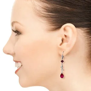 3.97 Carat 14K Solid White Gold Chandelier Earrings Diamond Ruby