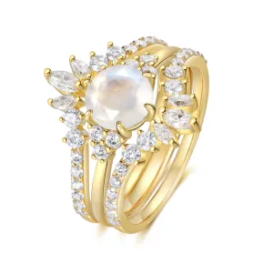 4FunGift® 18K Gold Natural Moonstone Ring