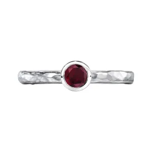 4mm Garnet Hammered Twinkle Ring