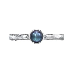 4mm Peacock Pearl Hammered Twinkle Ring