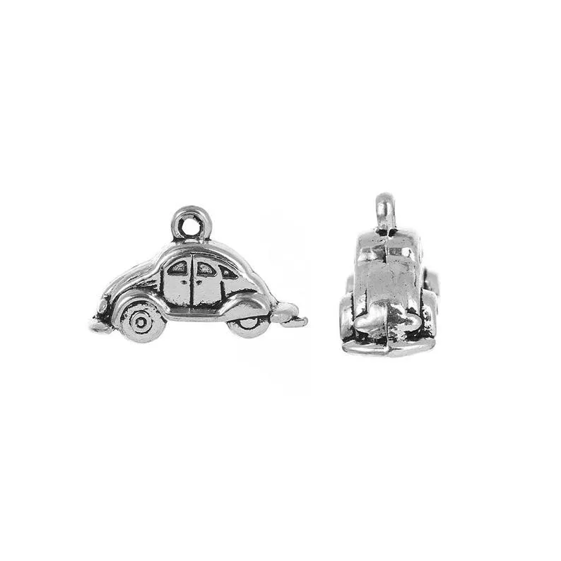 5 Pcs Tibetan Silver VW Beetle Citreon 2CV Style Car 15mm x 24mm 3D Charms Pendants