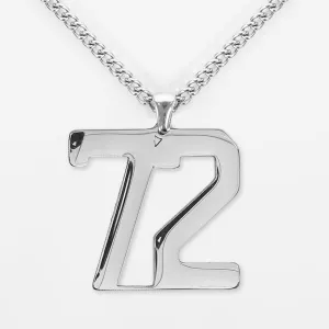 72 Number Pendant with Chain Necklace - Stainless Steel