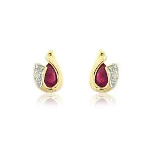 9ct Yellow Gold Ruby Earrings - MMCH038-7YDRU