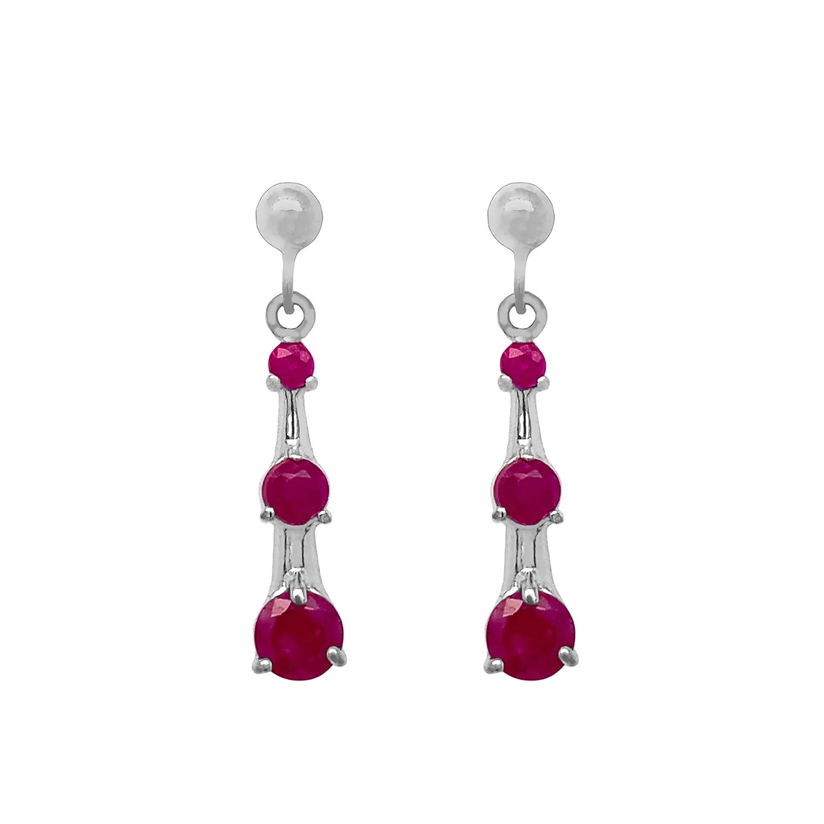 9K White Gold Ruby Drop Earrings