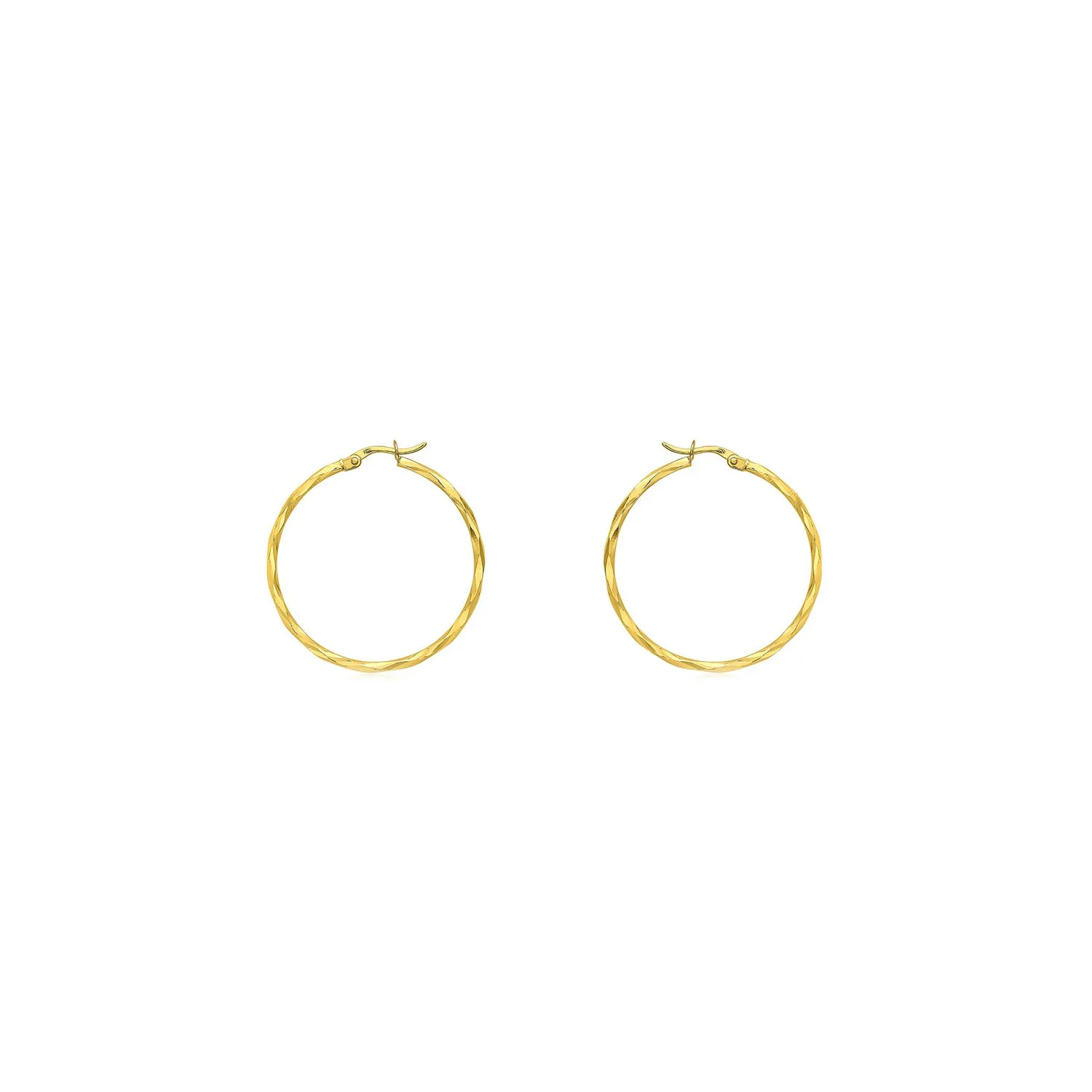 9K Yellow Gold 28mm Diamond Cut Hoop Earrings - 1.51.2639