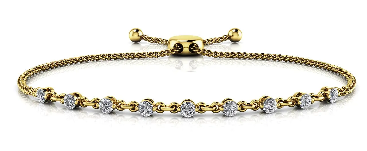 Adjustable Diamond And Chain Link Slider Lab-Grown Diamond Bracelet with 1.47 ct.(finished) 3.8mm