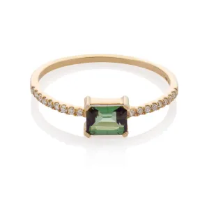 ADORN DIAMOND RING, GOLD, GREEN TOURMALINE