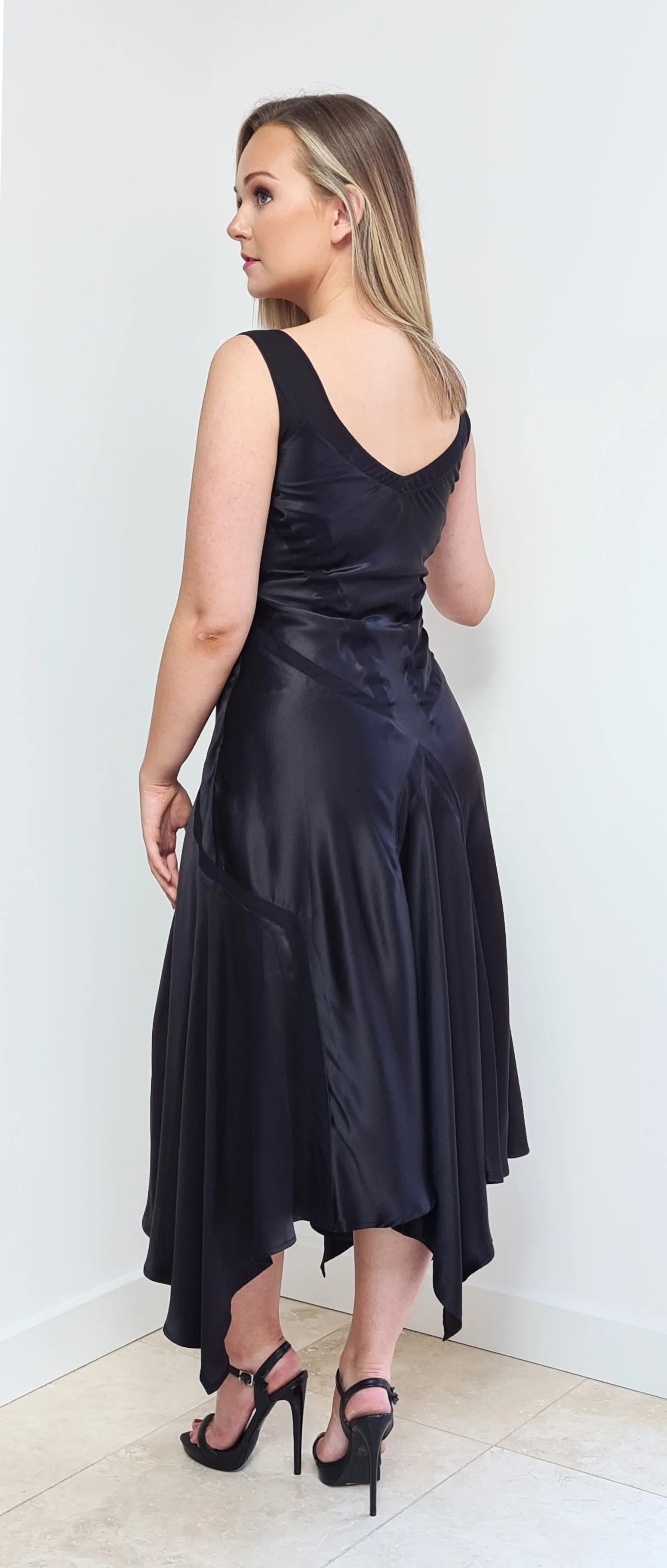 Amelia Dress in Black Silk