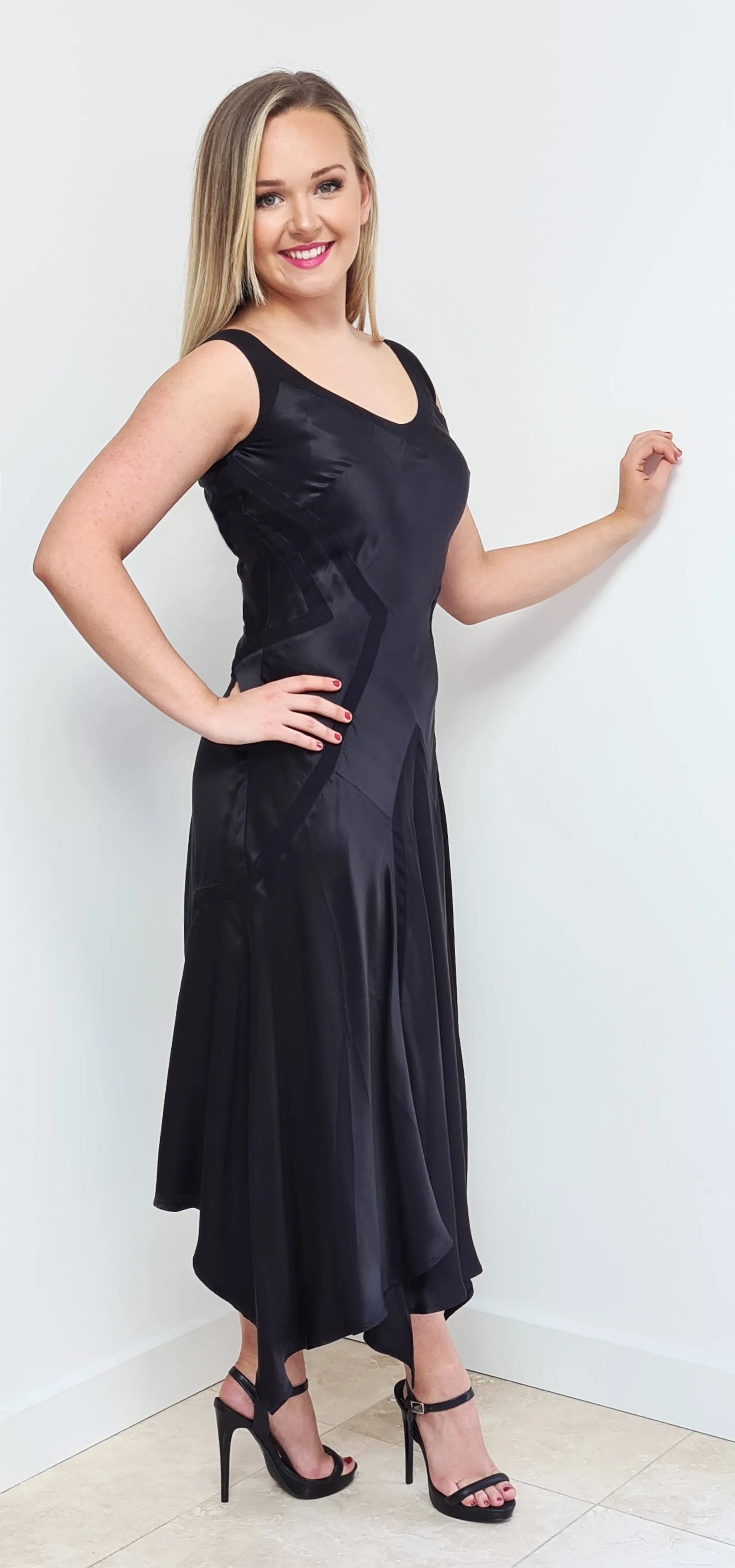 Amelia Dress in Black Silk