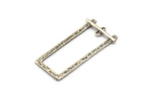 Antique Silver Rectangle Pendant, 2 Antique Silver Plated Brass Hammered Rectangle Pendants with 2 Loops (39.5x16x1.3mm) BS 1868 H0428