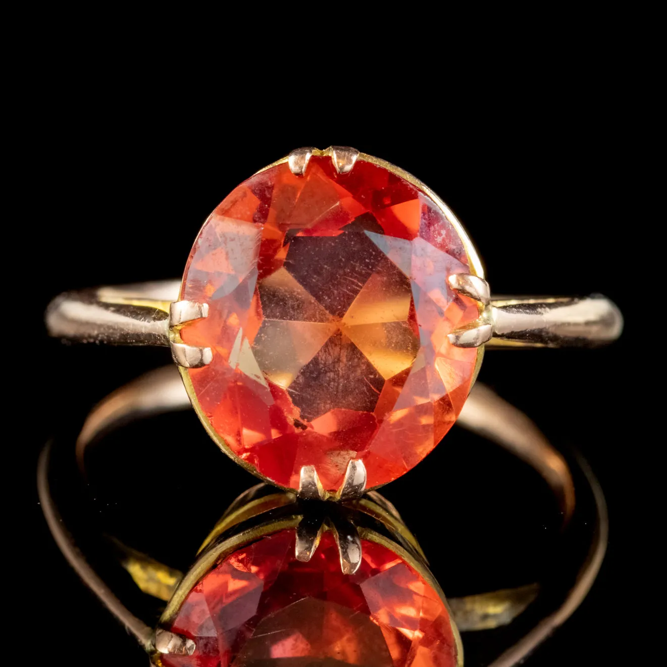 Antique Victorian 4.5ct Mexican Fire Opal Ring 9ct Gold Circa 1900