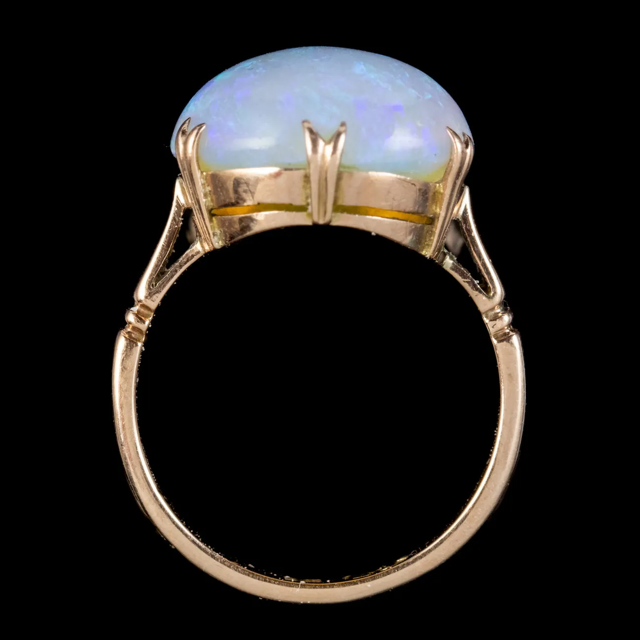 Antique Victorian Opal Ring Natural 8ct Cabochon Opal Circa 1900