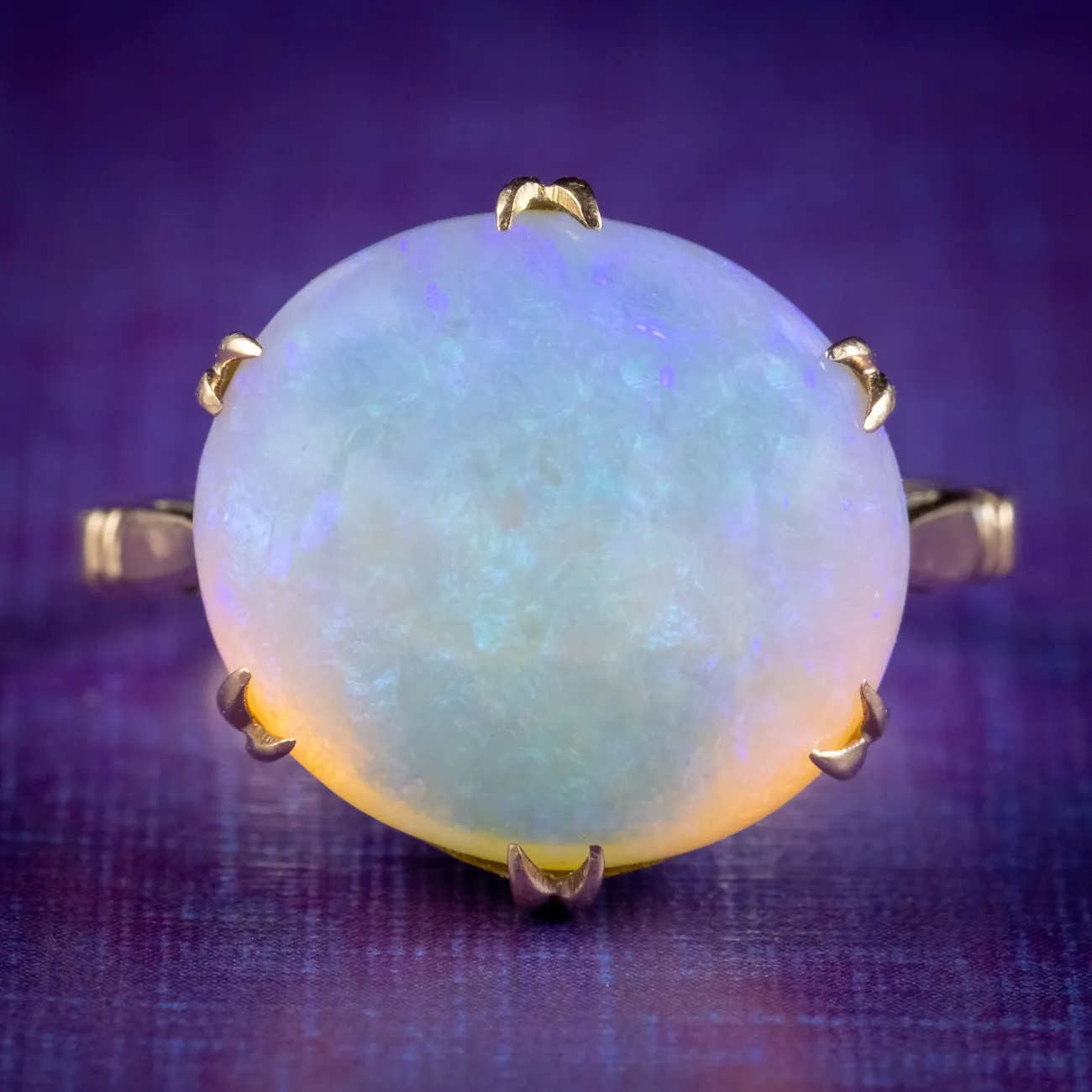 Antique Victorian Opal Ring Natural 8ct Cabochon Opal Circa 1900