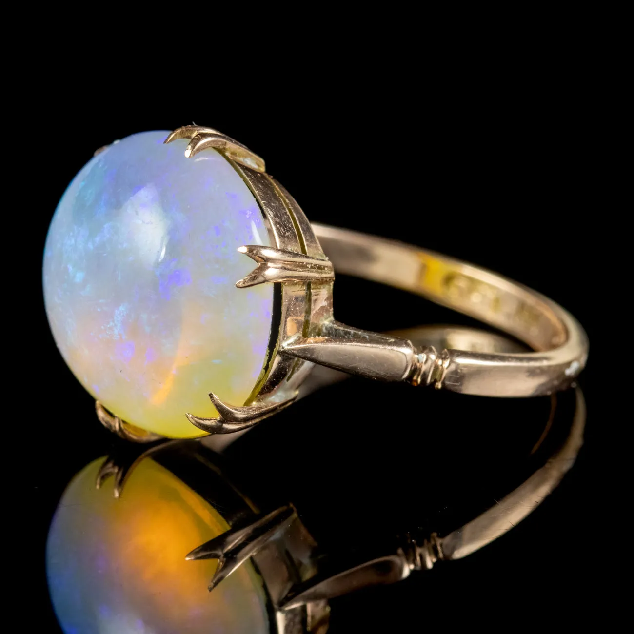 Antique Victorian Opal Ring Natural 8ct Cabochon Opal Circa 1900