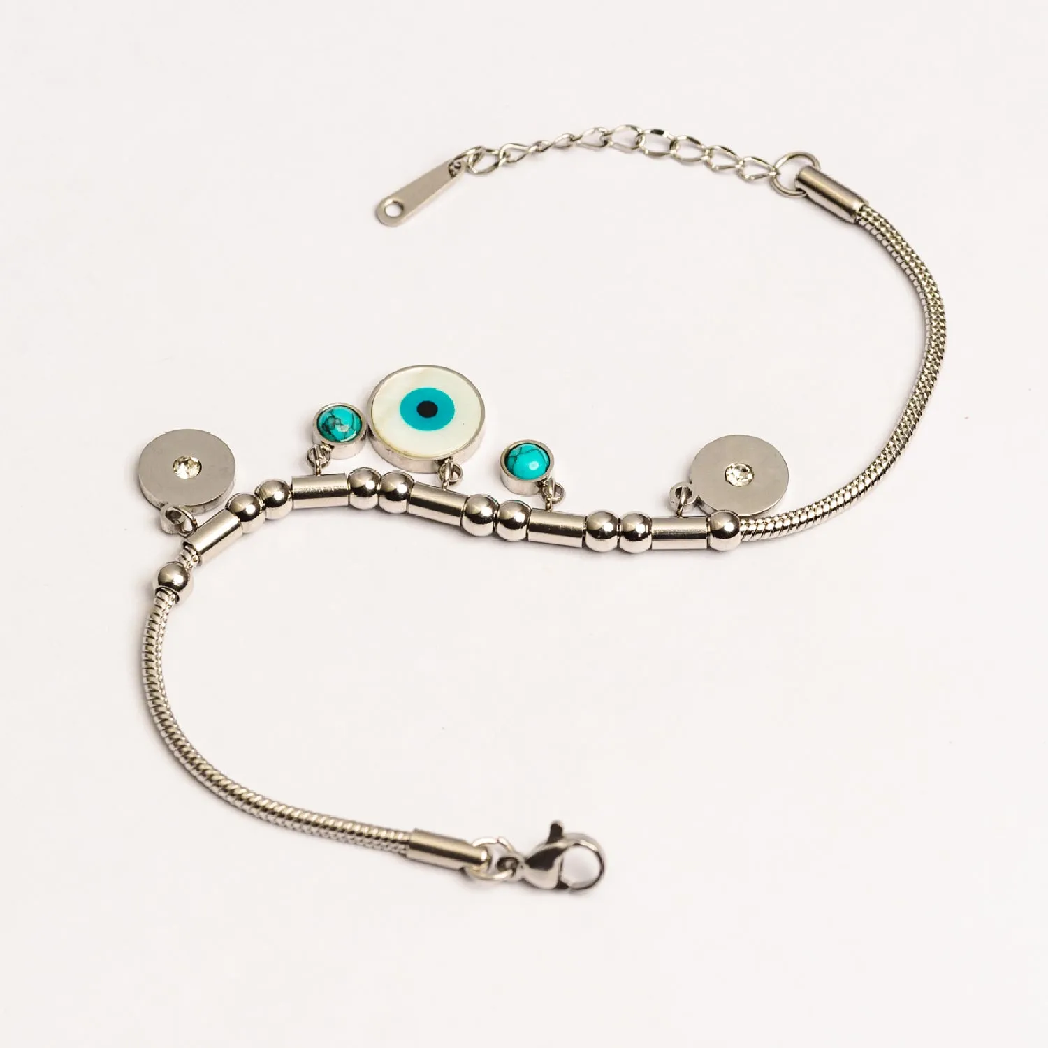 Artklim Silver Plated Evil Eye Charms Bracelet