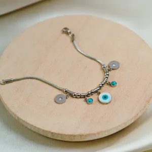 Artklim Silver Plated Evil Eye Charms Bracelet