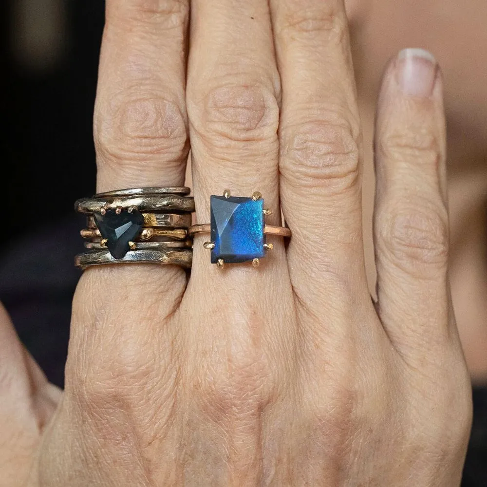 Australian Dark Opal Medium Stone Ring on a Rose Gold Band