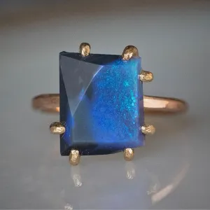 Australian Dark Opal Medium Stone Ring on a Rose Gold Band