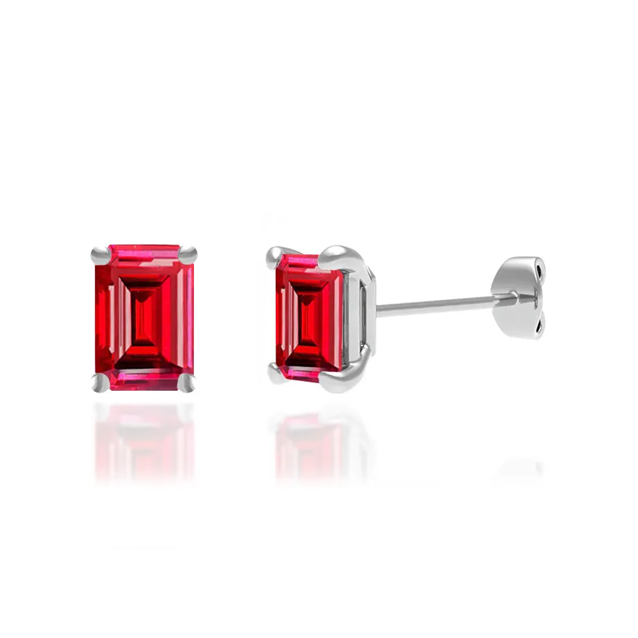 AVIANA - Emerald Ruby 950 Platinum Stud Earrings