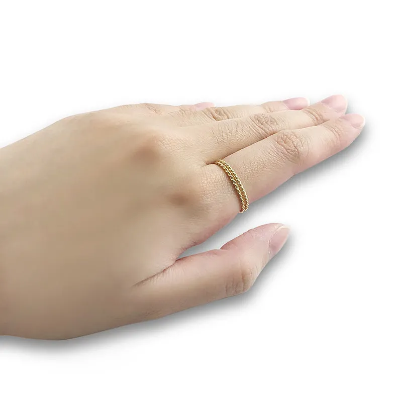 Basic wrist Pattern Set of 2 Gold Sterling Silver Ring