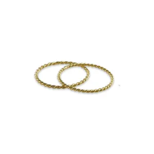 Basic wrist Pattern Set of 2 Gold Sterling Silver Ring