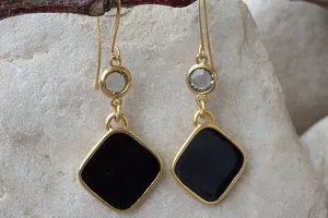 Black Rhombus Dangle Earrings