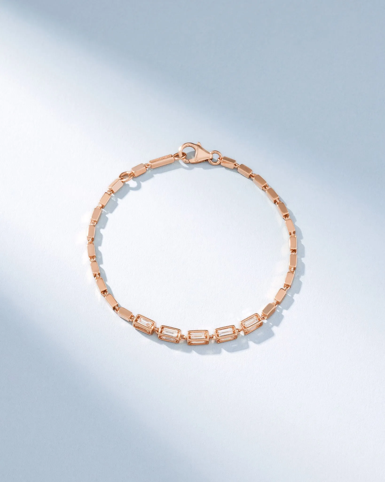 Block-Chain Multi-Diamond Medium Bracelet