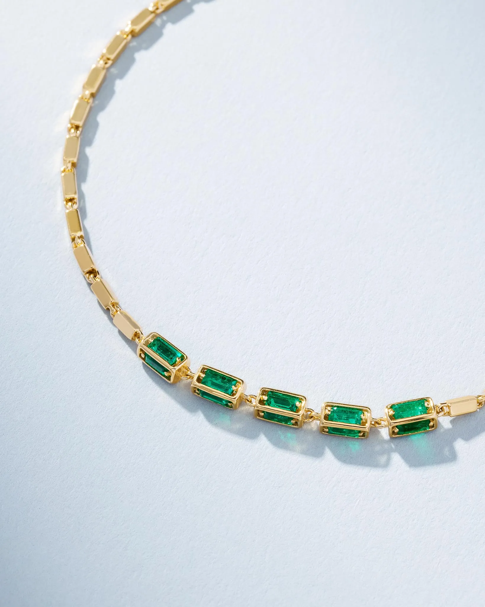 Block-Chain Multi-Emerald Thin Bracelet