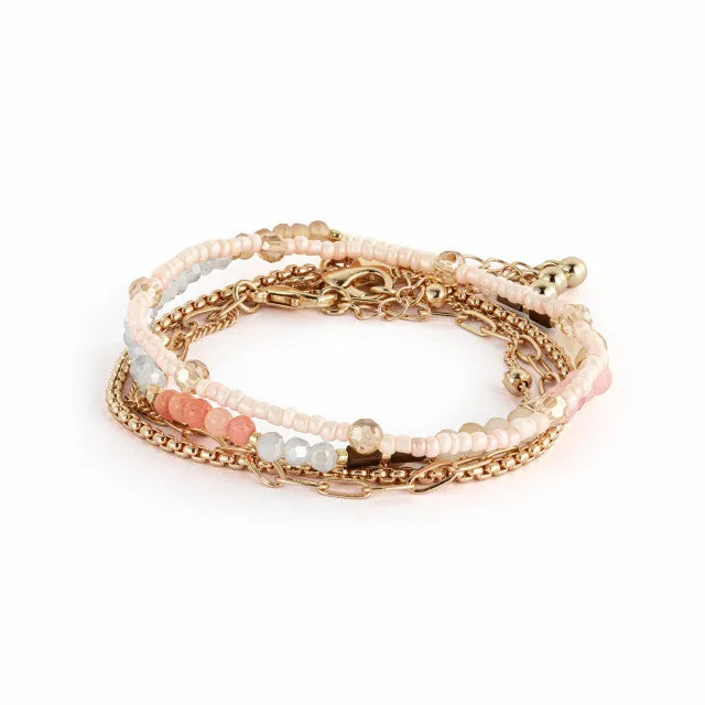 Bracelet 5pk Gold/Pink Color 1004440280