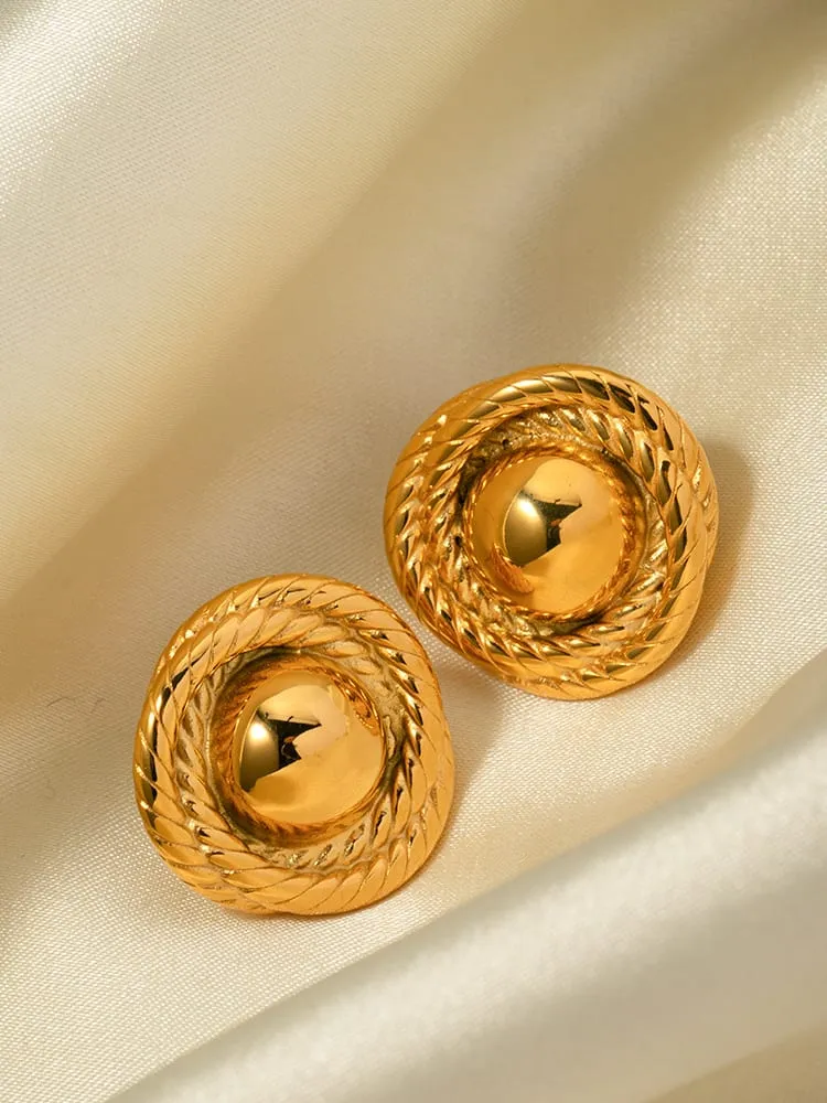 Braided Ball Statement Stud Earrings 18K Gold Plated Luxury Fashion Jewelry