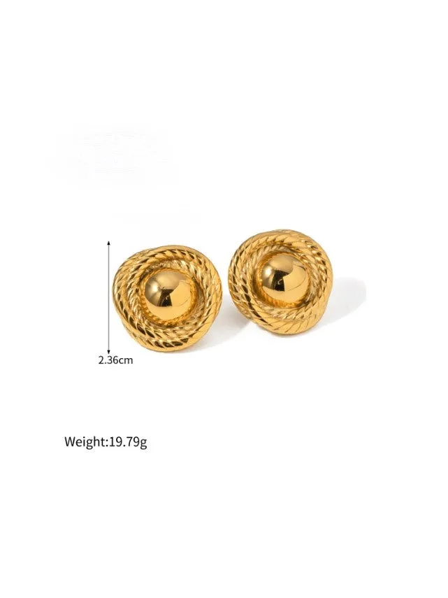 Braided Ball Statement Stud Earrings 18K Gold Plated Luxury Fashion Jewelry