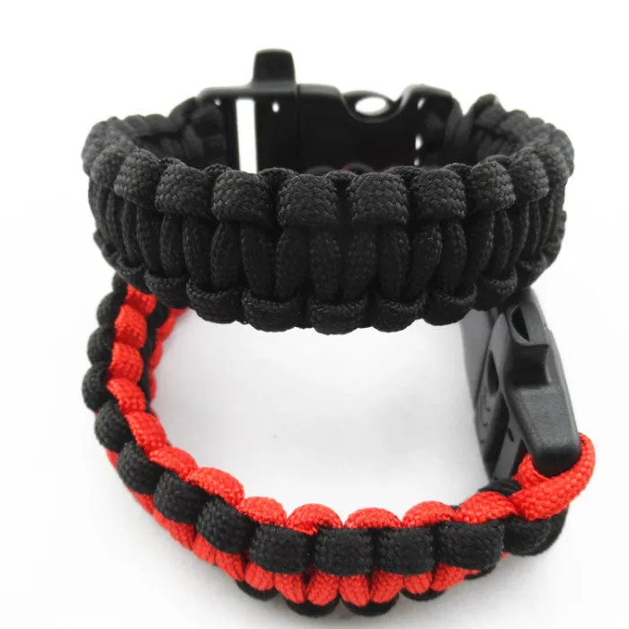 Camping Hiking Emergency ParaCord Bracelet Survival Parachute Rope Whistle Buckle  Kit Wristbands