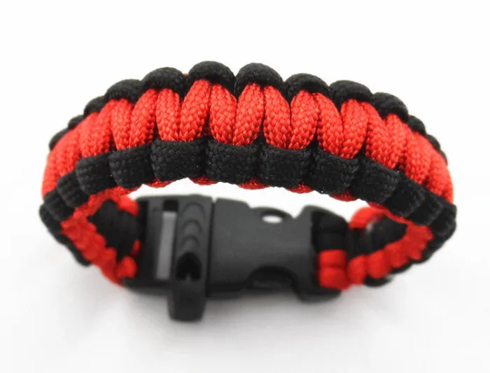 Camping Hiking Emergency ParaCord Bracelet Survival Parachute Rope Whistle Buckle  Kit Wristbands