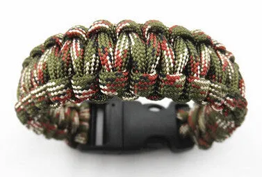 Camping Hiking Emergency ParaCord Bracelet Survival Parachute Rope Whistle Buckle  Kit Wristbands