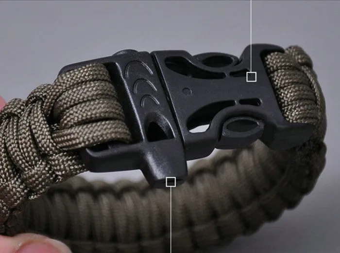 Camping Hiking Emergency ParaCord Bracelet Survival Parachute Rope Whistle Buckle  Kit Wristbands