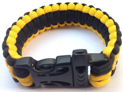 Camping Hiking Emergency ParaCord Bracelet Survival Parachute Rope Whistle Buckle  Kit Wristbands