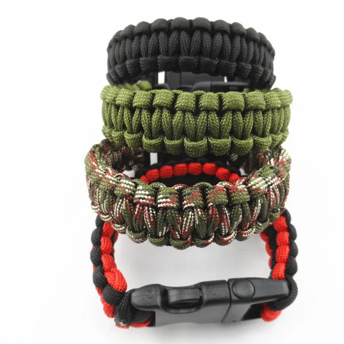 Camping Hiking Emergency ParaCord Bracelet Survival Parachute Rope Whistle Buckle  Kit Wristbands