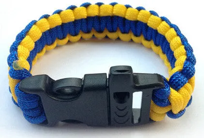 Camping Hiking Emergency ParaCord Bracelet Survival Parachute Rope Whistle Buckle  Kit Wristbands