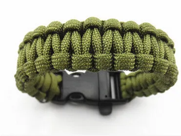 Camping Hiking Emergency ParaCord Bracelet Survival Parachute Rope Whistle Buckle  Kit Wristbands