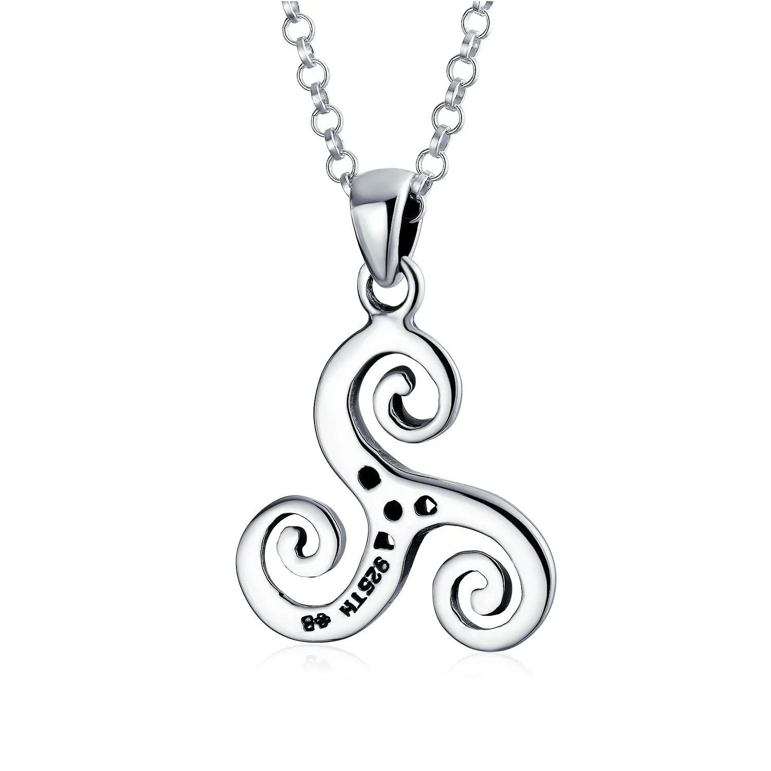 Celtic Triskele Triquetra Spiral Knot Medallion Pendant Necklace Sterling Silver